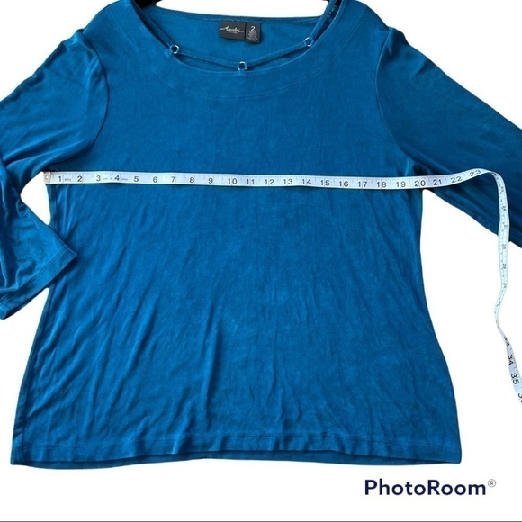 CHICO'S Travelers Blue Boatneck Top | 2 - Picture 3 of 6